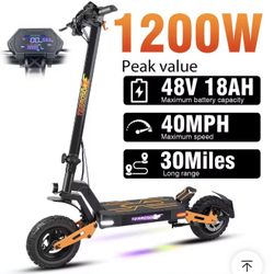 Electric Scooter for Adult, 1200W Motor, Folding E-Scooter Up to 40Mph & 30 Miles Range, 11" Off Road Tire Scooter with Dual 