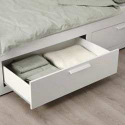 Daybed with 2 drawers/2 mattresses, white/Åsvang medium firm, Twin
