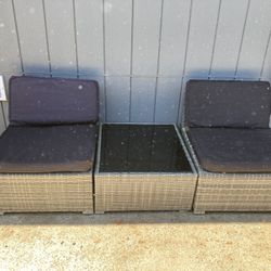 2 Chairs One Glass Top Table