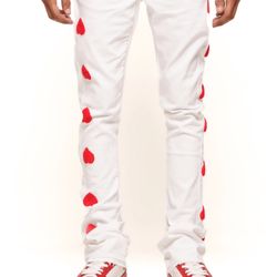 Pheelings HEART BREAK OF SUCCESS FLARE STACK DENIM (WHITE/RED)