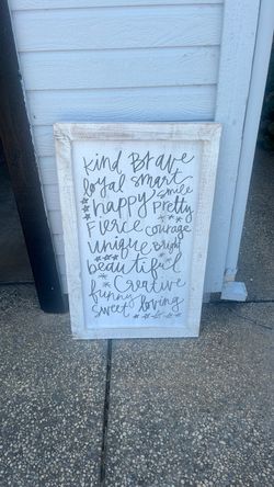 Rustic White Wood Inspirational Word Sign
