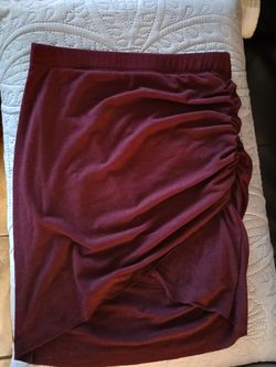 Vintage Forever 21 Burgundy Ruched Bodycon Skirt XS