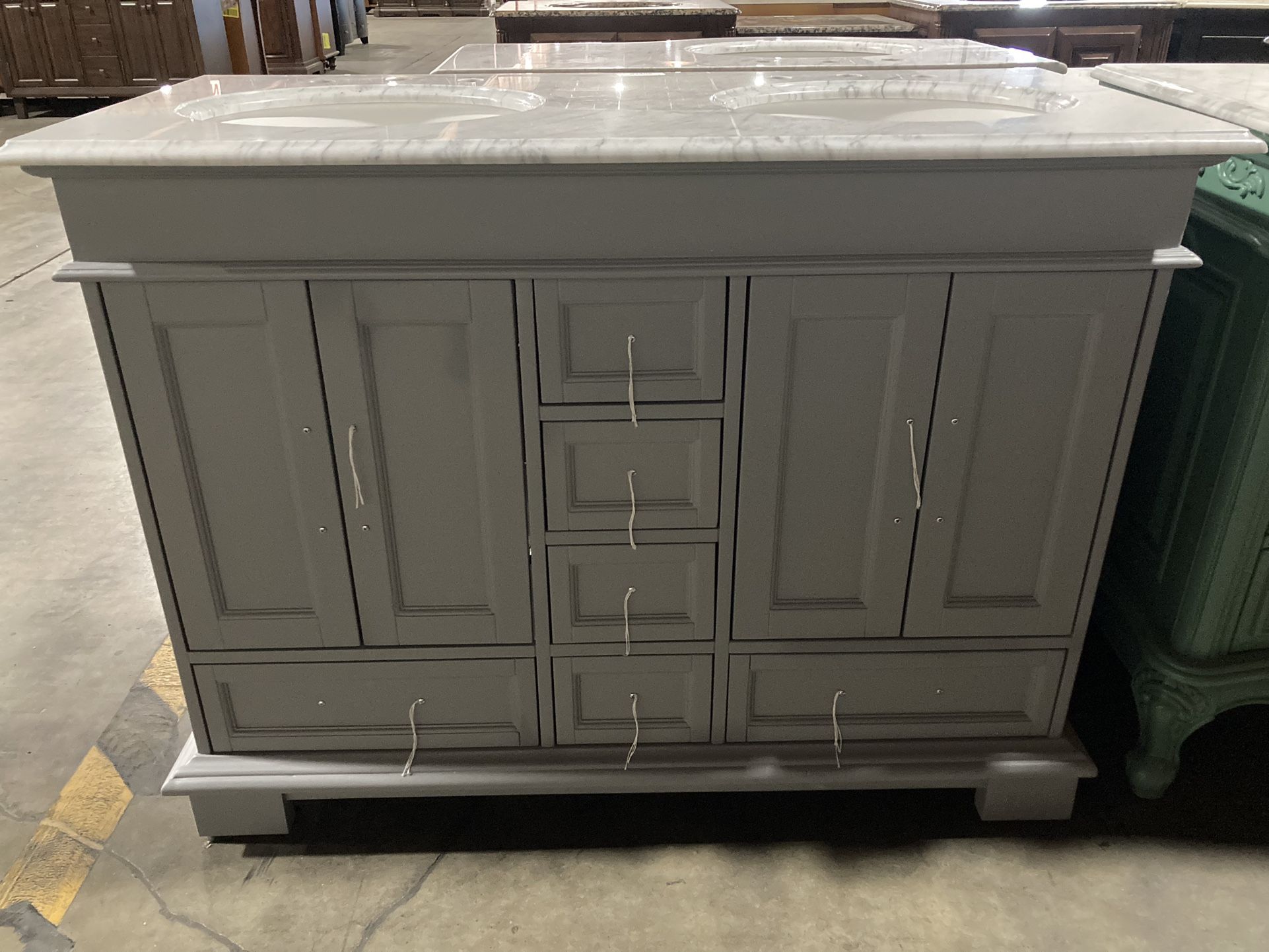 B3408 48” Small Double Sink Bowl Bathroom Vanity Dual Basin Gray for Sale in Stockton