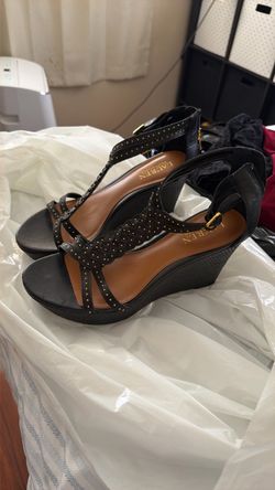 Lauren Ralph Lauren Black Wedge Sandals size 8.5B