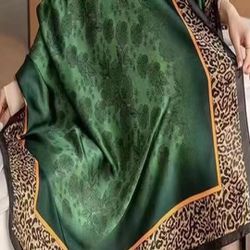 1pc Women Leopard Pattern Boho Silk  Scarf