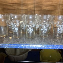 10 Ten Vintage 75th Anniversary Coca Cola Glasses Bar