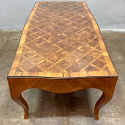  1970's Italian Parquet Olive-Wood Coffee Table