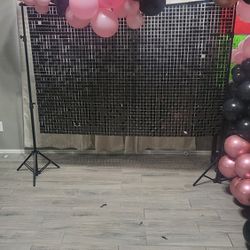 Sequin Back Drop And Photo Stand 