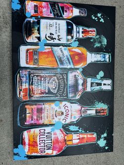 Whiskey Bottle Pop Art Canvas Print