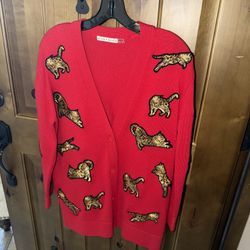 Alice + Olivia Bradford Grandpa Cat Embroidered Cardigan
