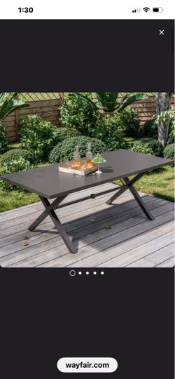 Rectangular 78" x 35" Sleek Powder-Coated Iron Patio Dining Table