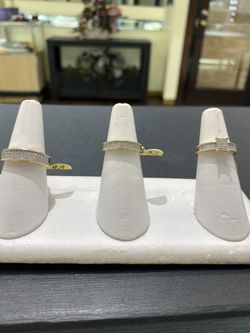 14K Gold Trio Ring Set with Cubic Zirconias