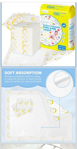Baby Disposable Changing Pads 100 Count Incontinence Underpad Diaper Changing Liners Quick Absorb Soft Breathable Waterproof Leak Proof 13x18in