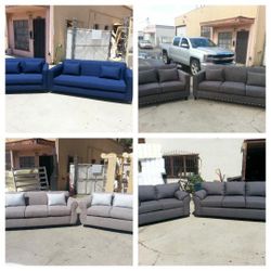 Brand NEW  Sofa and Loveseat Set. Navy  Granite, Light GREY, Charcoal FABRIC Couch