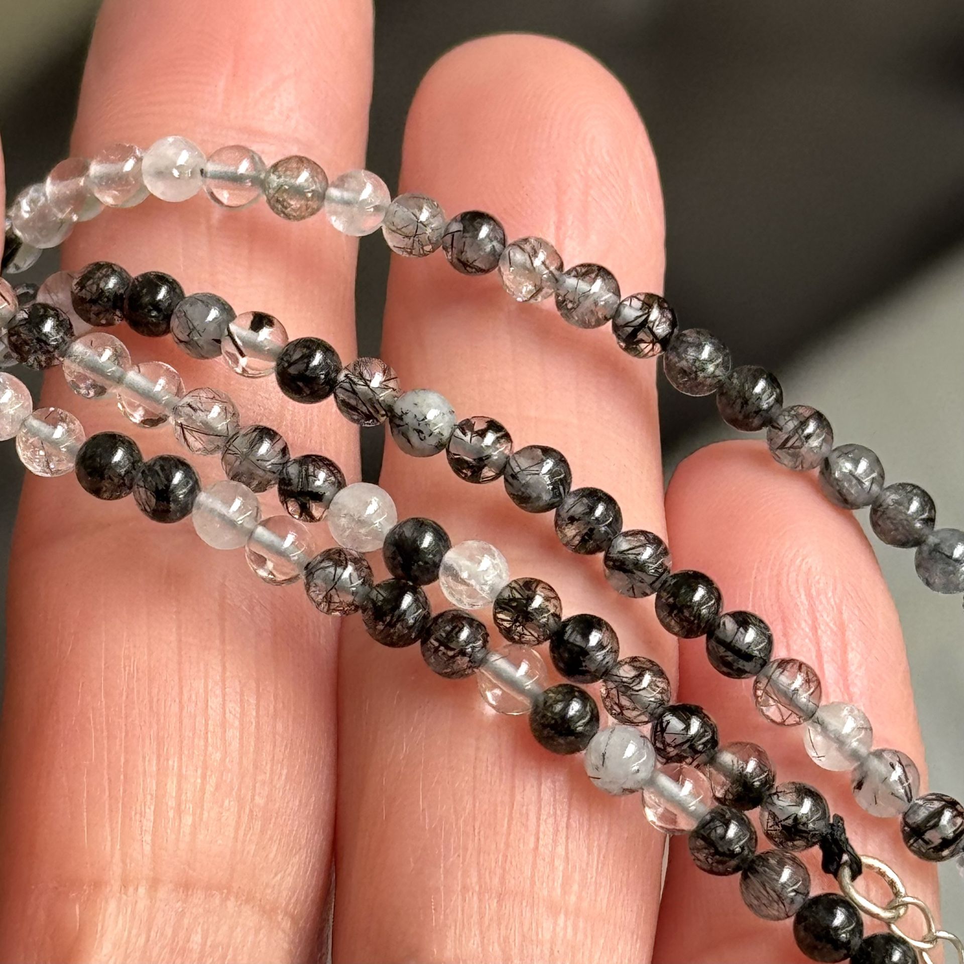 3.7mm Black Rutile Quartz 🖤 Necklace