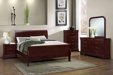 NEW QUEEN SIZE 4pc BEDROOM FURNITURE SET WITH DRESSER, MIRROR, NIGHTSTAND QUEEN, BED FRAME, AND FREE DELIVERY PAY UPON ARRIVAL