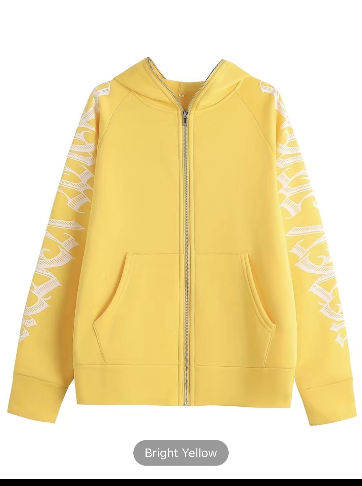 y2k hoodie full zip bright yellow