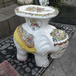 Really Cool Porcelain Elephant Garden Seat Or Plant Stand