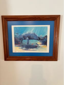 Original painting signed by artist.  Manatee in the Sun.
