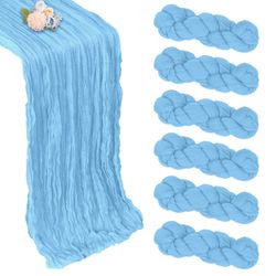6 Pack Baby Blue Fall Table Runner 10ft Boho Gauze Fabric Cheesecloth Table Runner 35 X 120 Inch Rustic Sheer Runner For Romantic Wedding Decor Baby S
