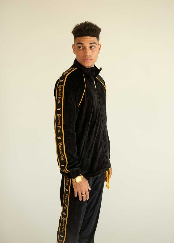 Reigning Fury | King Fury Black Velour Full Zip Jacket Long Sleeve Size Medium
