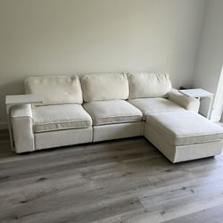 White Sofa with Storage ottoman