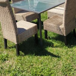 Outdoor Dining Table W/ 4 Chairs