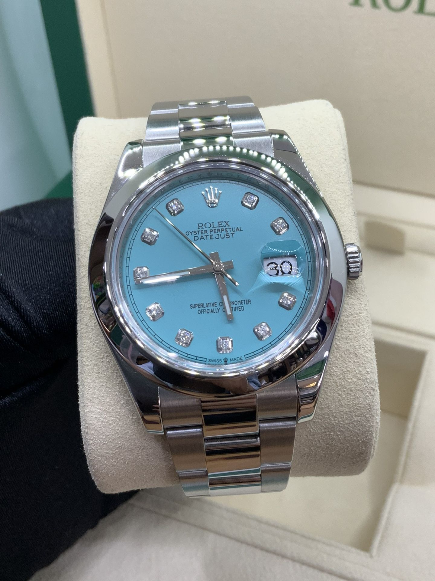 Rolex Datejust 41 Tiffany DIAMOND Dial Stainless & Smooth Bezel