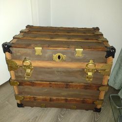 Cube Shaped Antique Steamer Trunk 