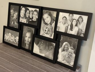 NEW!  Black 8 Photo Wood Dimensional Frame Wall Collage