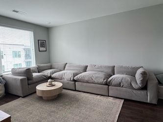 Need Gone ASAP - Gray Suede Down Filled Modular Cloud Couch