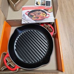 Le creuset deep round grill 25cm Cerise 