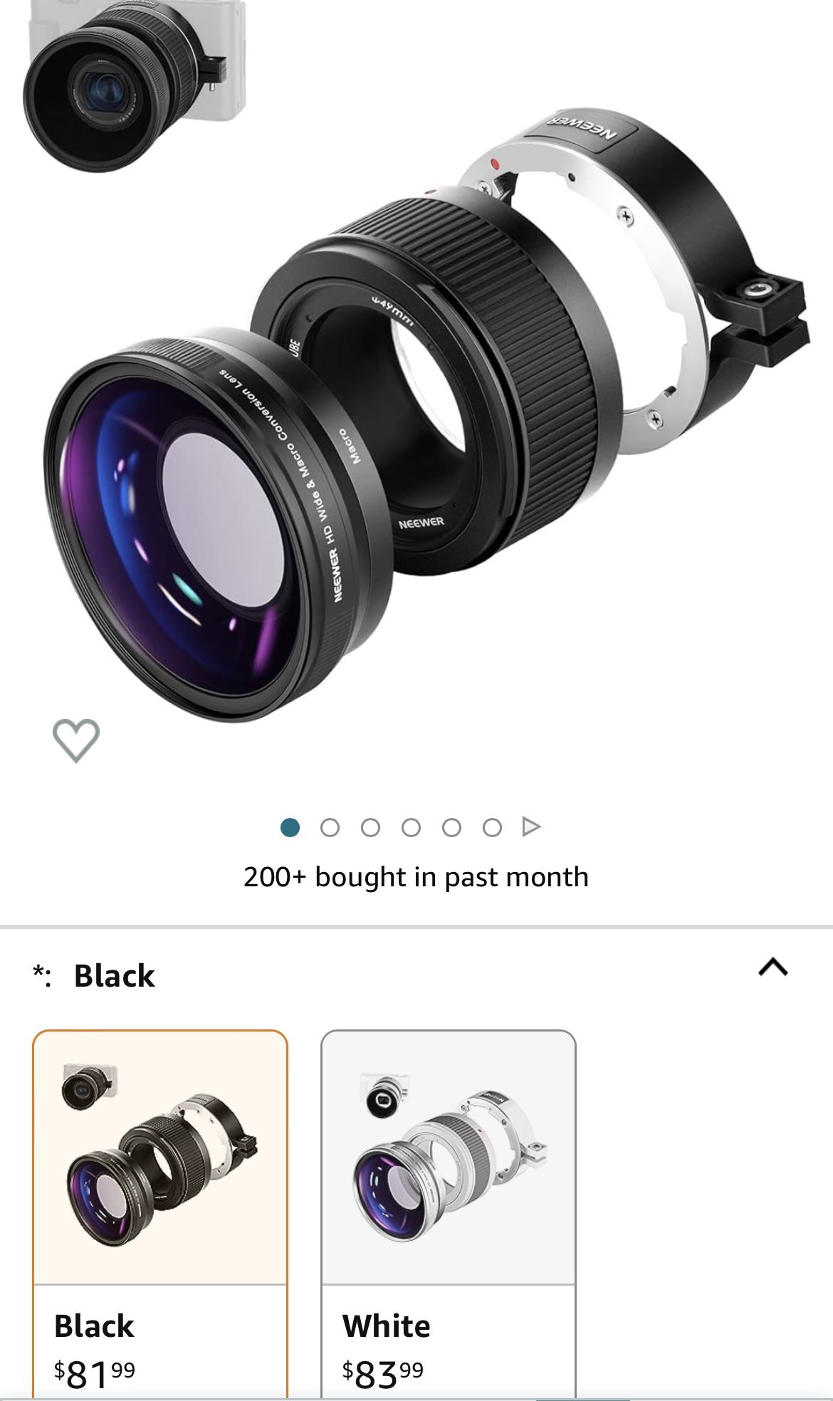 NEWEER Wide Angle Lens - Compatible With Sony ZV1 - NEW IN BOX!!
