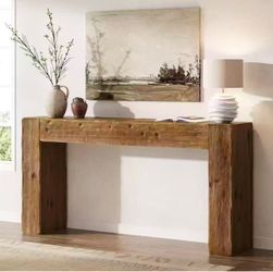 HL0226 new in box Solid Wood Console Table, 63-Inch Farmhouse Sofa Table Behind Couch for Entryway, Living Room, Foyer, Easy Assembly (Rustic Brown)
