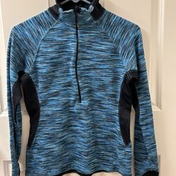 Columbia Womens Micro Fleece 1/2 Zip Blue Heathered Print Size M Pullover