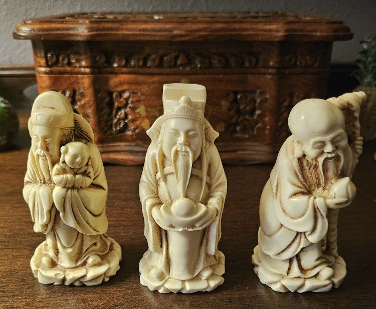 Set of 3 Vintage Chinese Deity Figurines