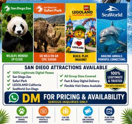 San Diego Zoo- Safari Park- Legoland-Sea World