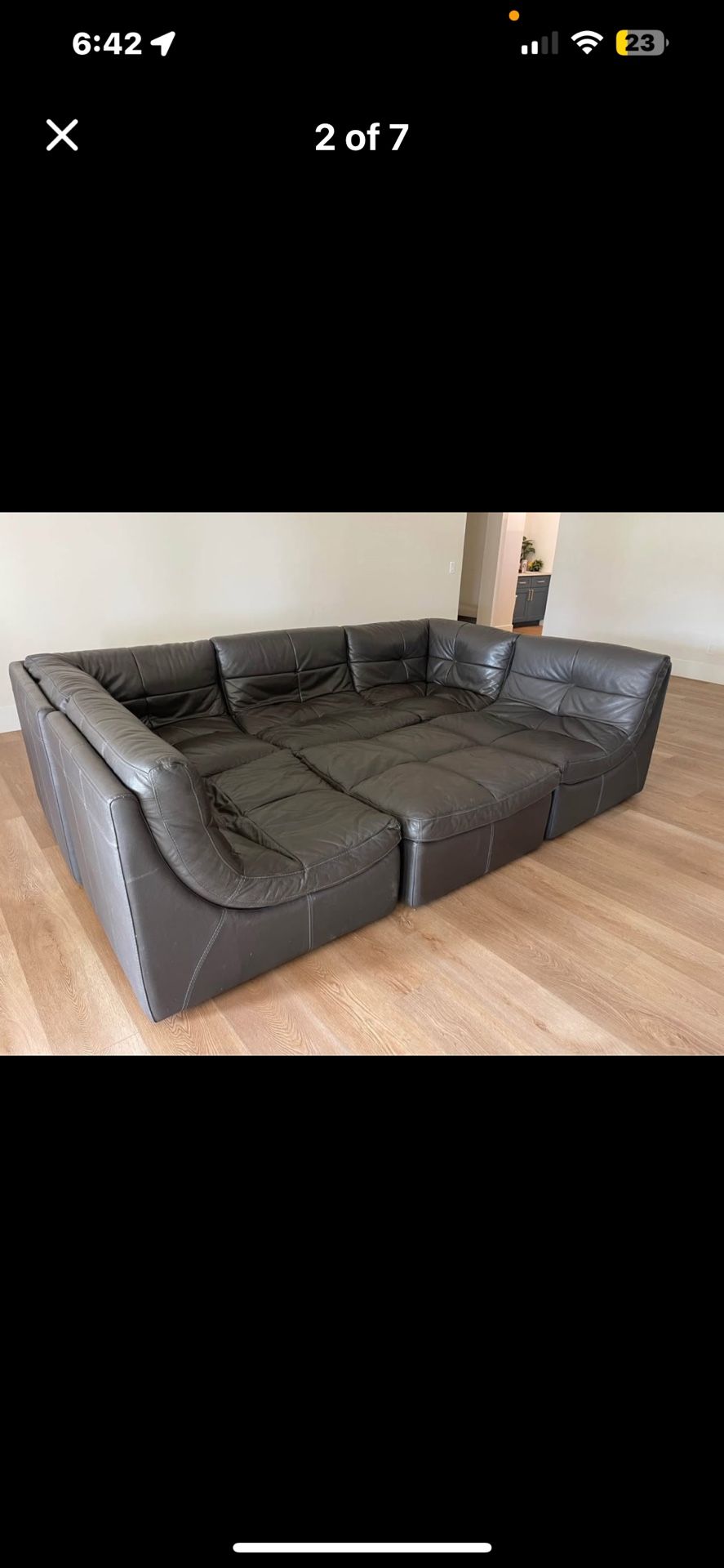 Zgallerie Modular Leather Sectional Couch Sofa