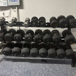 Dumbbells W/ Rack. 5lbs-75lbs 