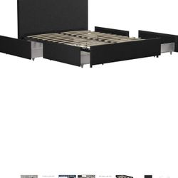 Gray Full Bed With Storage Drawers