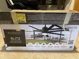 Fanimation Studio Collection Blitz 56-in Black Integrated LED Indoor/Outdoor Ceiling Fan with Light and Remote (7-Blade)