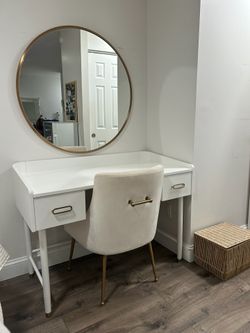 White crate and barrel desk