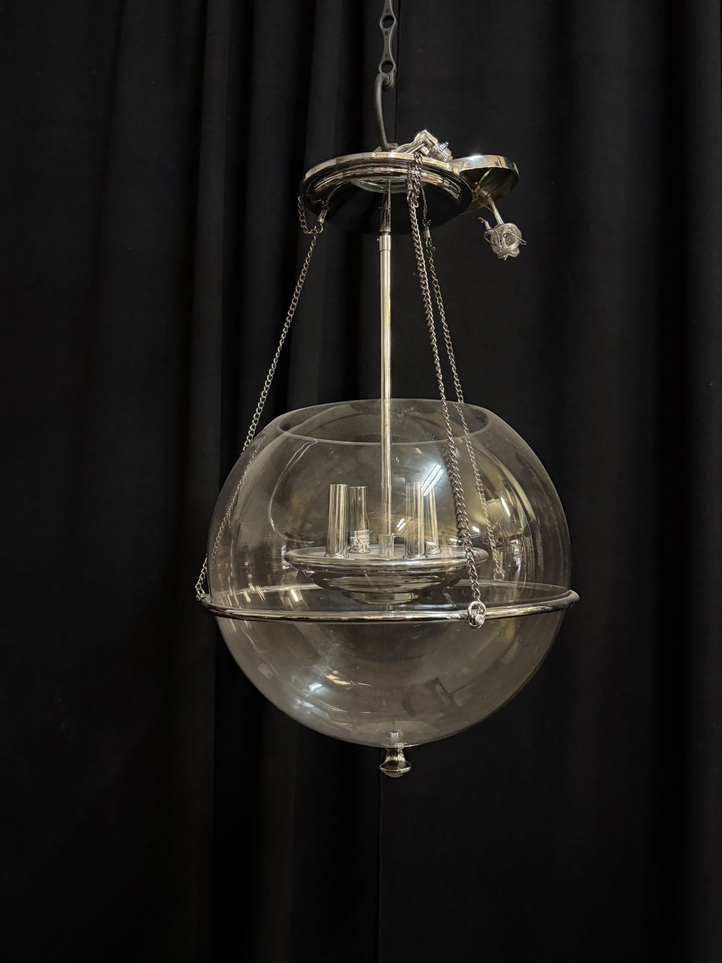 Polished Nickel Chandelier w/ Clear Glass Globe
