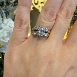 14K Gold Natural Diamonds Wedding Ring Set