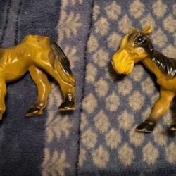 Vintage Donkey Figurine Set - Yellow and Black