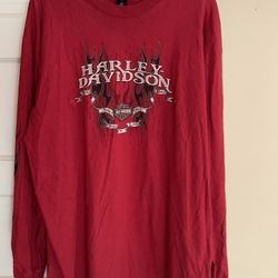 Haley Davidson Red Long Sleeve Shirt
