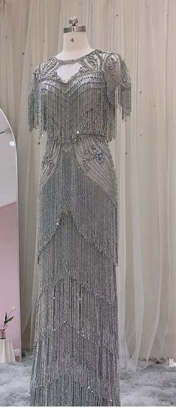 1 Beaded Tassel Gray Dresses