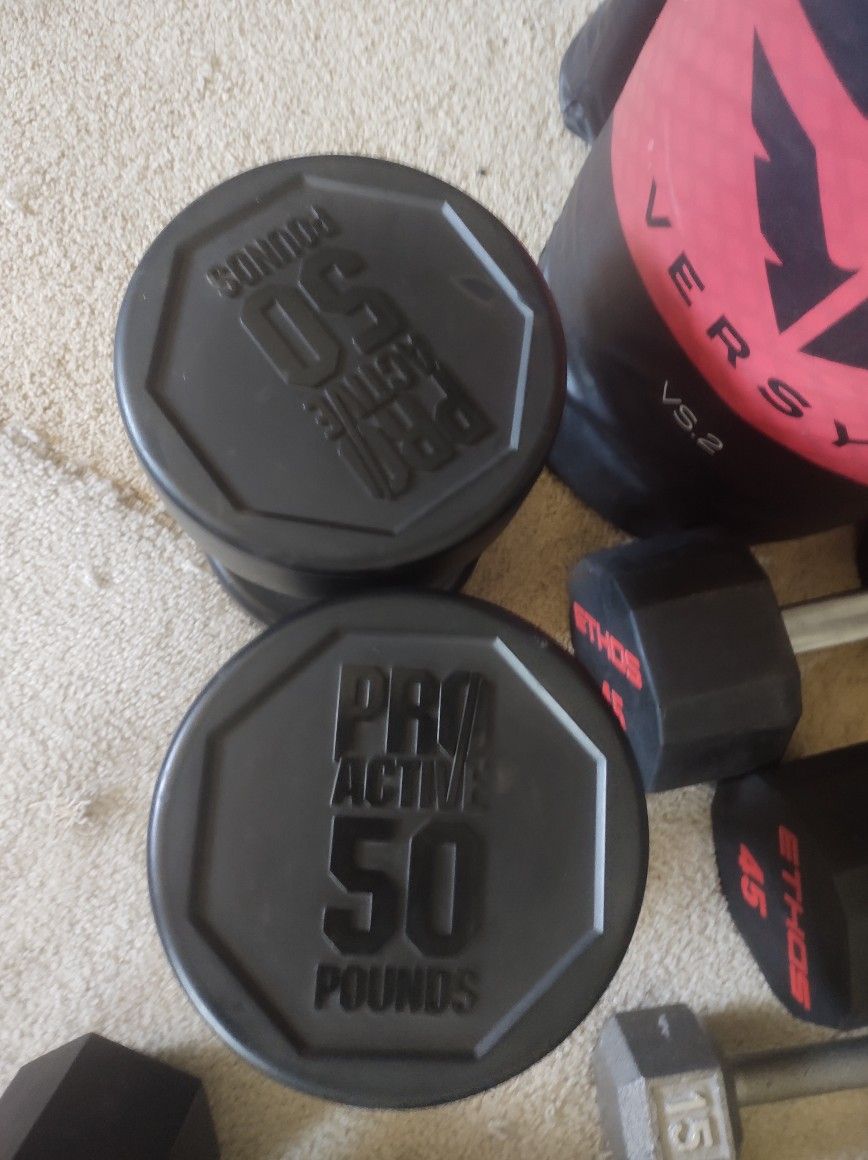 Pair Of Gym Quality Pro 50 Lb Dumbbells