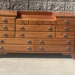 RARE 13 drawer solid oak dresser