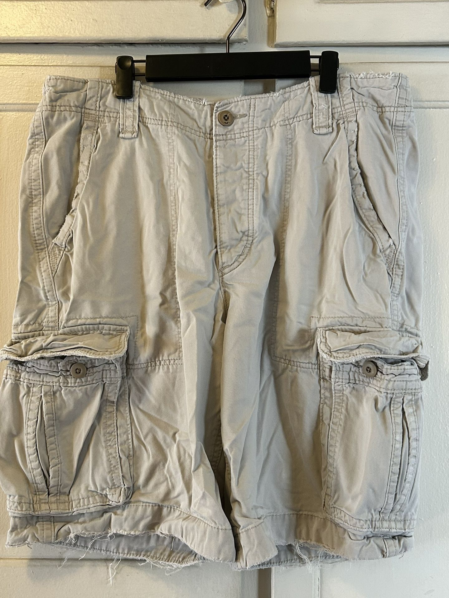 Hollister California Distressed Hem Cargo Shorts Y2k Skater Sz 34